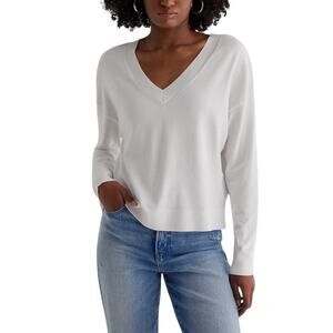 Express White Reversible V-Neck Crew Neck Sweater NWT